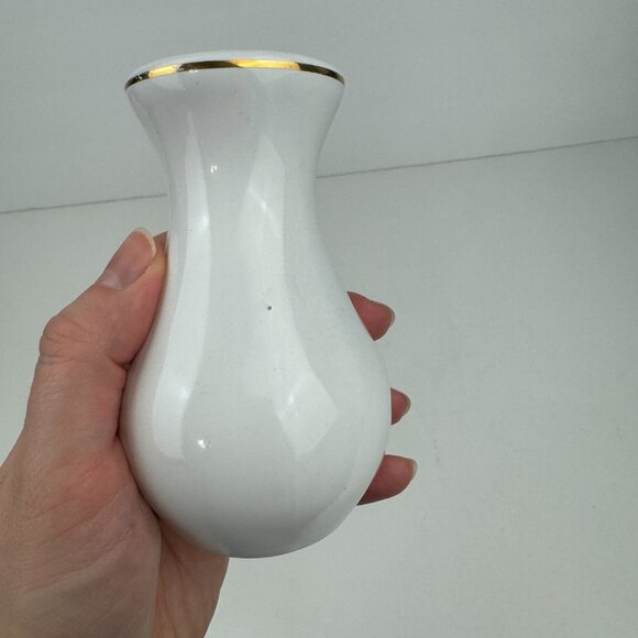 Vtg Puerto La Cruz Van Venezuela Souvenir Small Vase Ceramic Tabletop Gold Trim - Picture 13 of 13